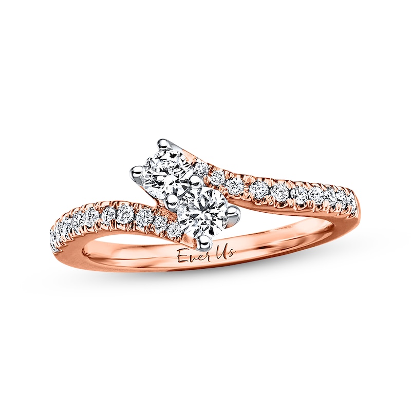 Ever Us Two-Stone Ring 1/2 ct tw Diamonds 14K Rose Gold with 360