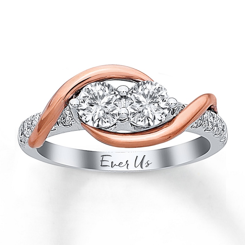 Main Image 1 of Ever Us Two-Stone Ring 1 ct tw Diamonds 14K Two-Tone Gold