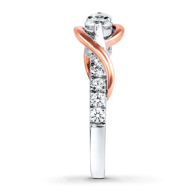 Main Image 3 of Ever Us Two-Stone Ring 1 ct tw Diamonds 14K Two-Tone Gold