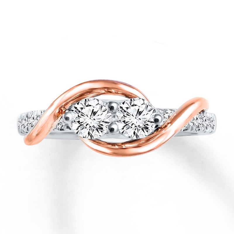 Main Image 4 of Ever Us Two-Stone Ring 1 ct tw Diamonds 14K Two-Tone Gold