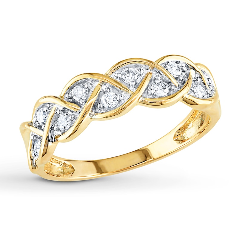 Diamond Anniversary Ring 1/4 ct tw Round-cut 10K Yellow Gold