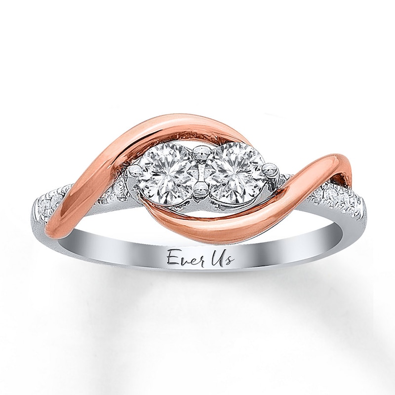 Main Image 1 of Ever Us Two-Stone Ring 1/2 ct tw Diamonds 14K Two-Tone Gold