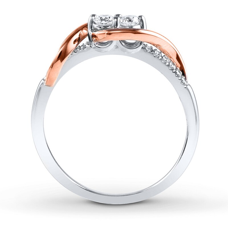 Main Image 2 of Ever Us Two-Stone Ring 1/2 ct tw Diamonds 14K Two-Tone Gold