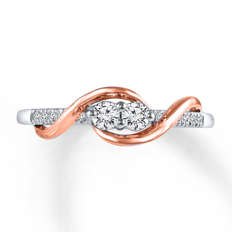 Main Image 4 of Ever Us Two-Stone Ring 1/2 ct tw Diamonds 14K Two-Tone Gold