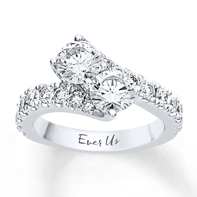 Main Image 1 of Ever Us Two-Stone Ring 3 ct tw Diamonds 14K White Gold