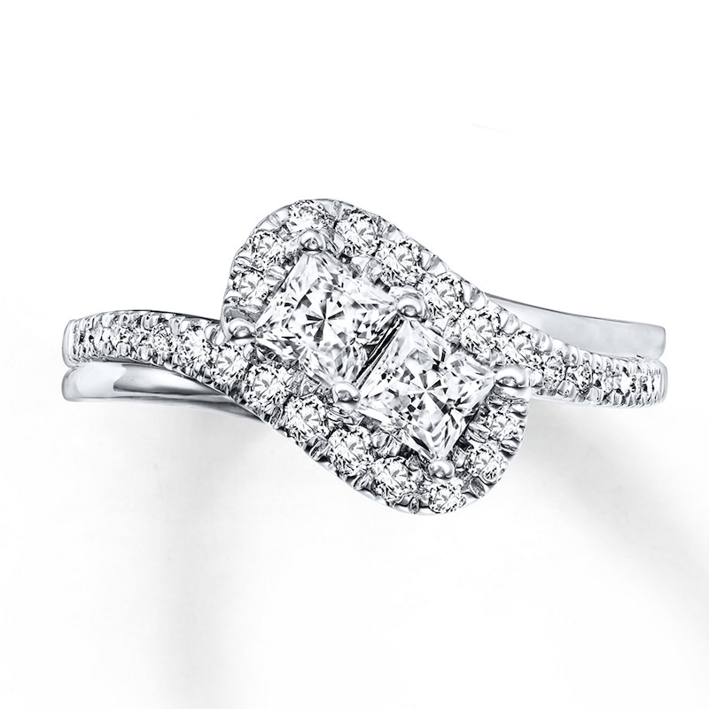 Ever Us Ring 1 ct tw Princess/Round-cut Diamonds 14K White Gold with 360