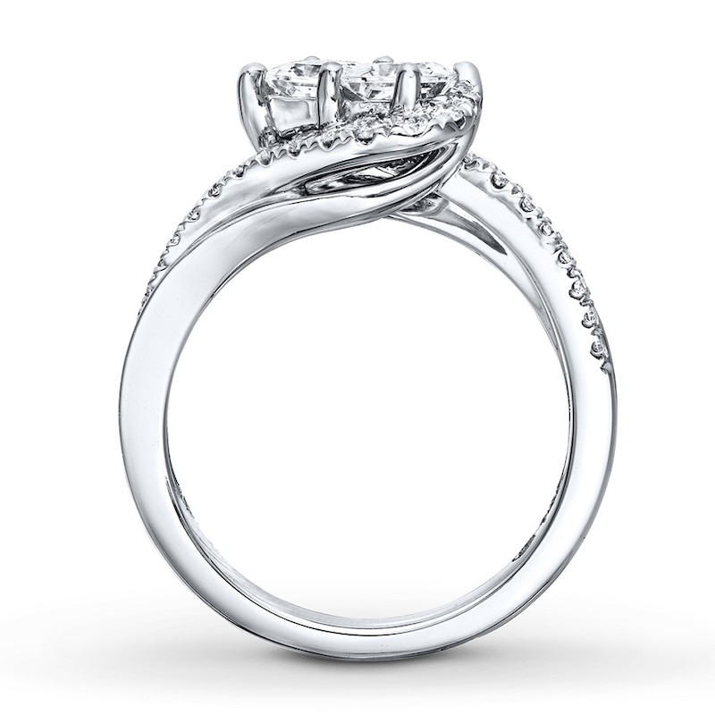 Main Image 2 of Ever Us Ring 1 ct tw Princess/Round-cut Diamonds 14K White Gold