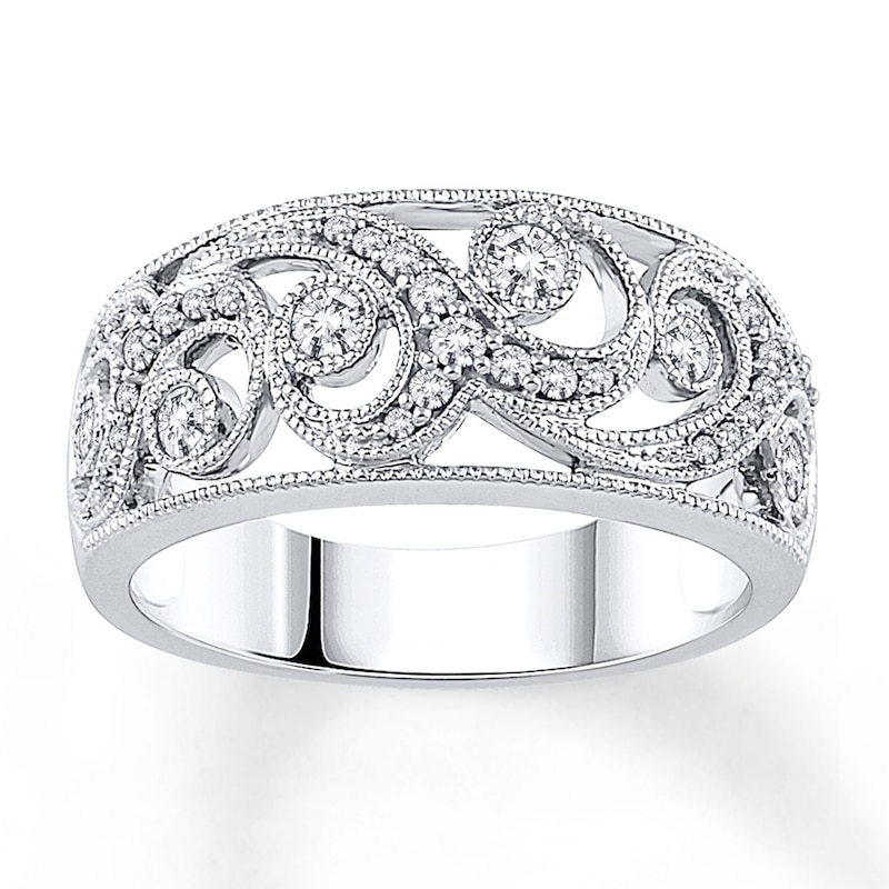 Diamond Anniversary Ring 3/8 ct tw Round-cut 10K White Gold