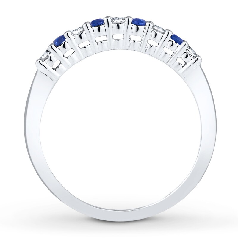 Natural Sapphire Ring 1/6 ct tw Diamonds 10K White Gold