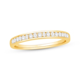 Now + Forever Diamond Anniversary Band 1/4 cttw Round/Baguette 14K Gold