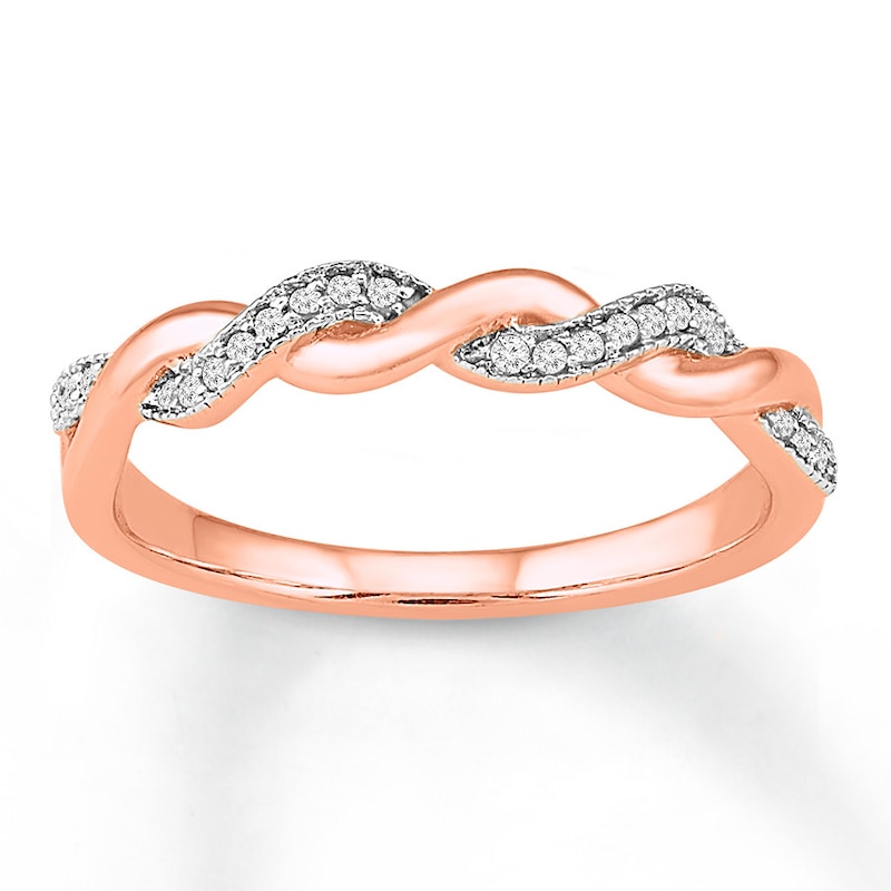 Diamond Anniversary Band 1/10 ct tw Round-cut 10K Rose Gold with 360