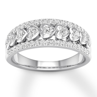 Now + Forever Diamond Heart Anniversary Band 1/2 ct tw Round 14K White Gold