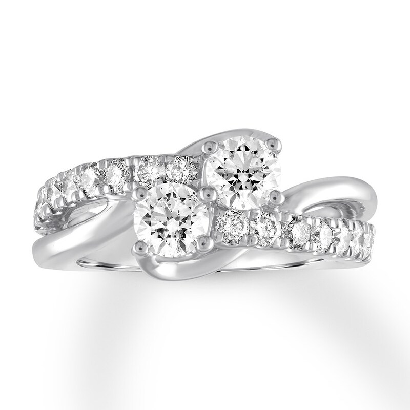 Main Image 1 of Ever Us Two-Stone Diamond Ring 1-1/2 ct tw Round 14K White Gold