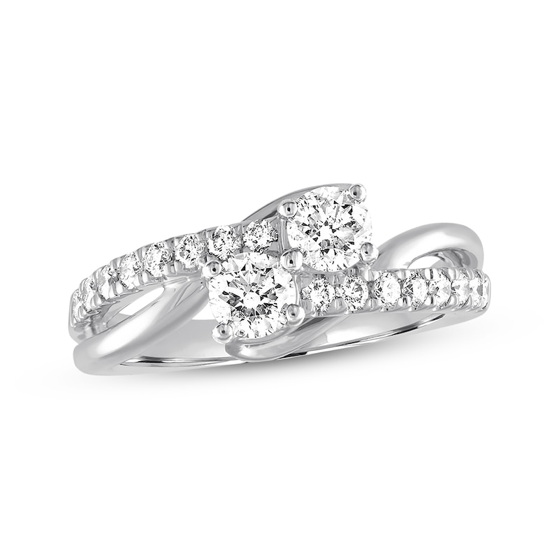 Main Image 1 of Ever Us Two-Stone Diamond Ring 1 ct tw Round-cut 14K White Gold