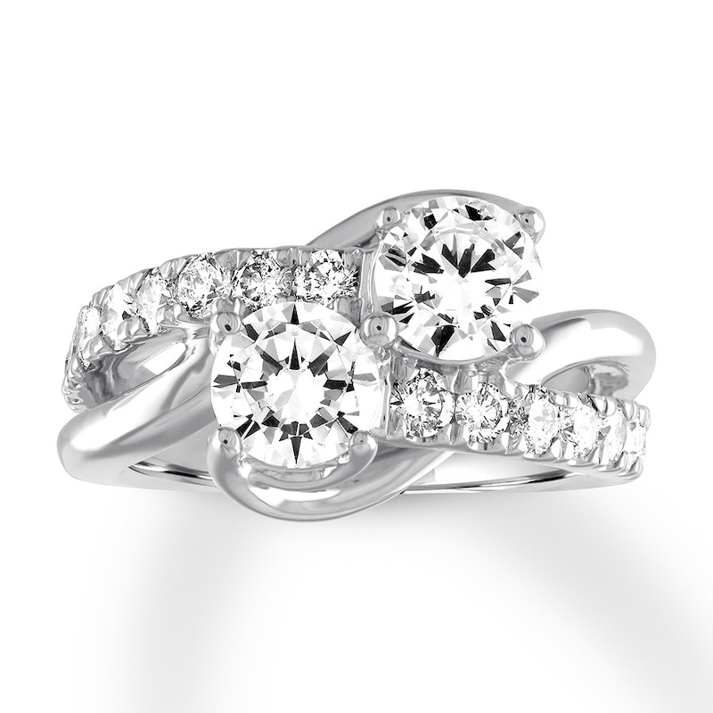 Main Image 1 of Ever Us Two-Stone Diamond Ring 3 ct tw Round-cut 14K White Gold