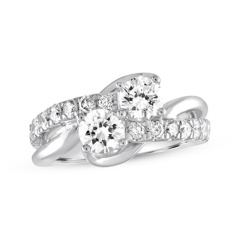 Main Image 1 of Ever Us Two-Stone Diamond Ring 2 ct tw Round-cut 14K White Gold