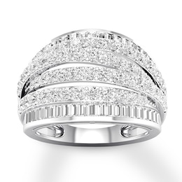 Now + Forever Diamond Anniversary Band 2 ct tw Round/Baguette 14K White Gold