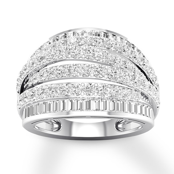 Now + Forever Diamond Anniversary Band 2 ct tw Round/Baguette 14K White Gold