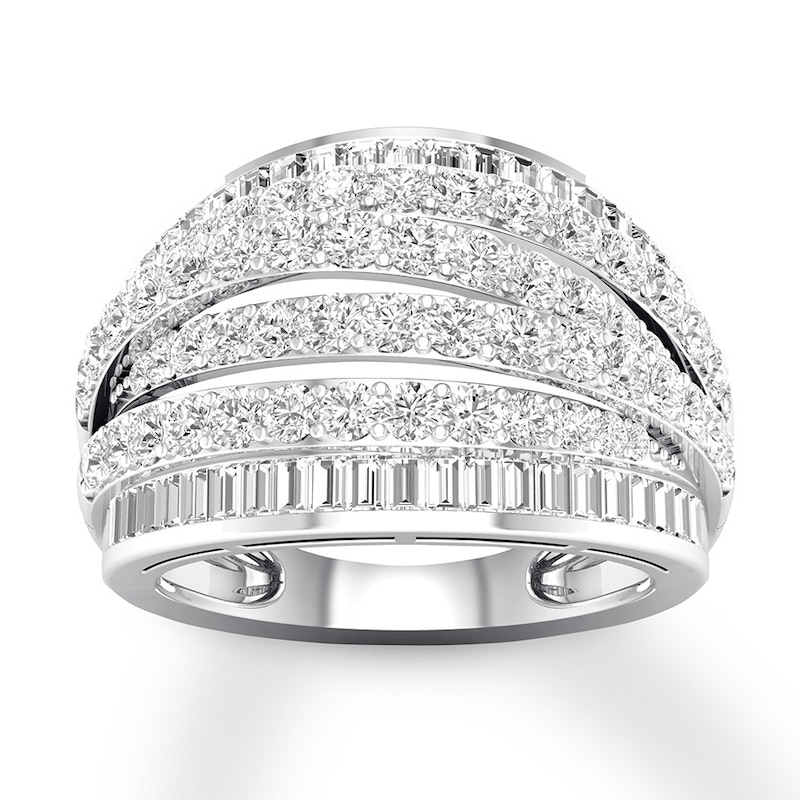Main Image 1 of Now + Forever Diamond Anniversary Band 2 ct tw Round/Baguette 14K White Gold