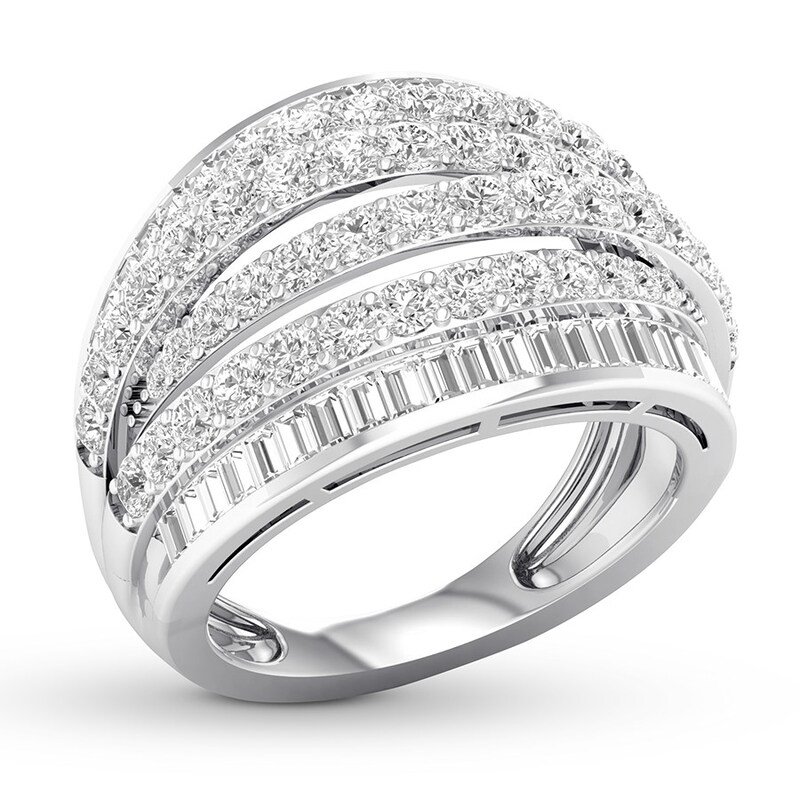 Main Image 4 of Now + Forever Diamond Anniversary Band 2 ct tw Round/Baguette 14K White Gold