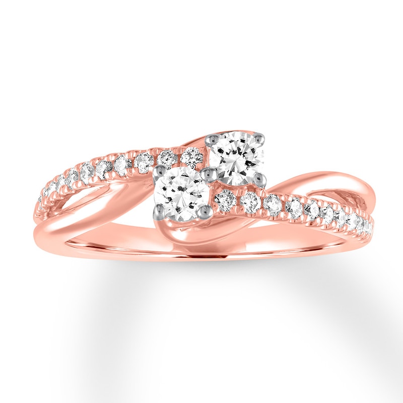 Main Image 1 of Ever Us Two-Stone Diamond Ring 1/2 ct tw Round 14K Rose Gold