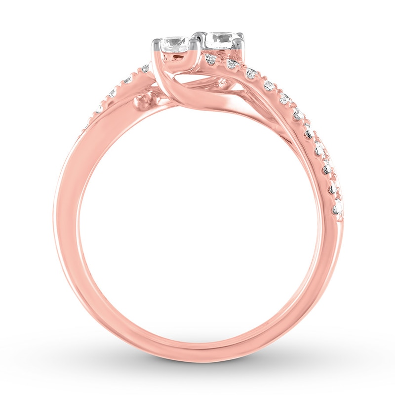 Main Image 2 of Ever Us Two-Stone Diamond Ring 1/2 ct tw Round 14K Rose Gold