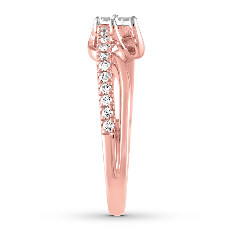 Main Image 3 of Ever Us Two-Stone Diamond Ring 1/2 ct tw Round 14K Rose Gold