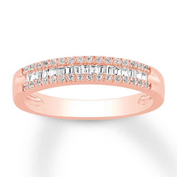 Now + Forever Diamond Anniversary Band 1/5 ct tw Round/Baguette 10K Rose Gold