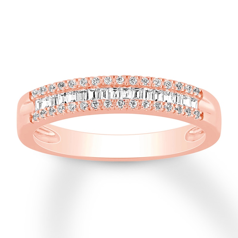 Main Image 1 of Now + Forever Diamond Anniversary Band 1/5 ct tw Round/Baguette 10K Rose Gold