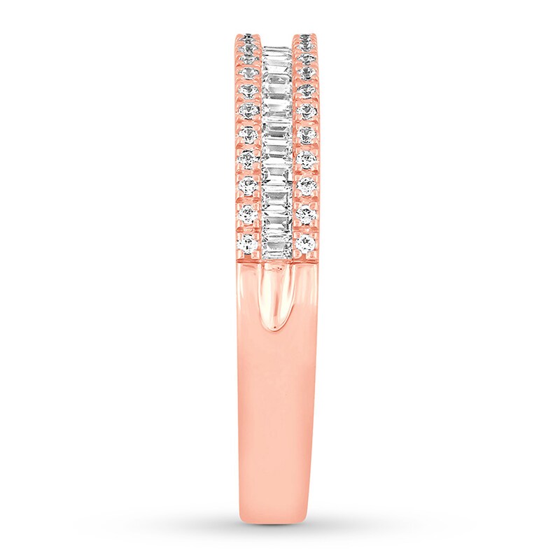 Main Image 3 of Now + Forever Diamond Anniversary Band 1/5 ct tw Round/Baguette 10K Rose Gold