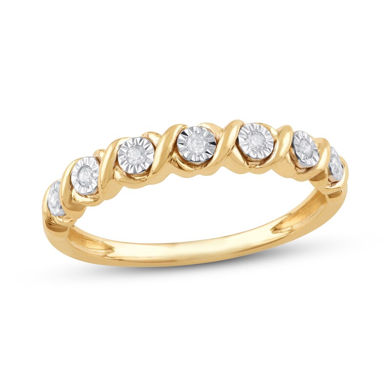 Diamond Anniversary Ring 1/10 ct tw 10K Yellow Gold with 360