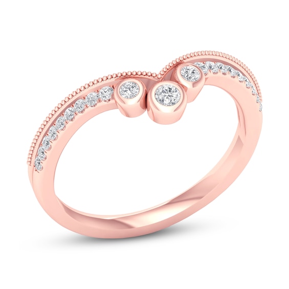 Diamond Anniversary Ring 1/5 ct tw 10K Rose Gold Womens Bands Wedding