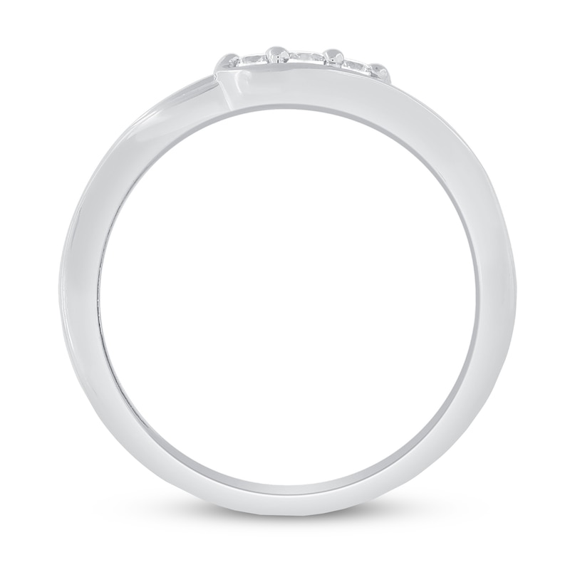 Diamond Anniversary Ring 1/6 ct tw Baguette/Round-cut 10K White Gold