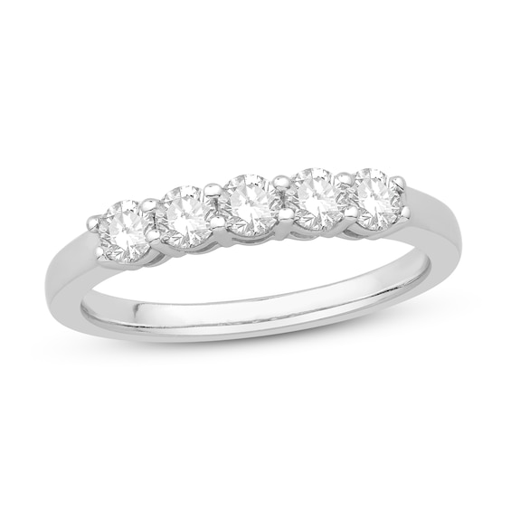5 Stone Diamond Anniversary Ring 1 2 Ct Tw Round Cut 14k White Gold Kay