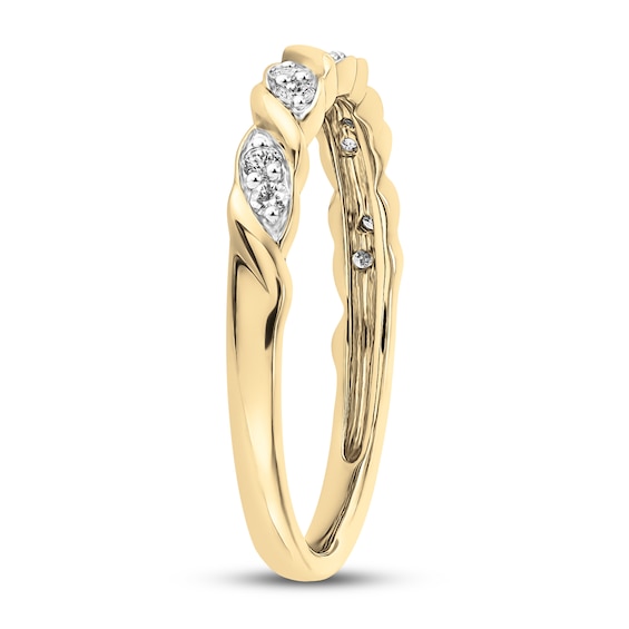 Diamond Anniversary Ring 1/6 ct tw 10K Yellow Gold Womens Bands