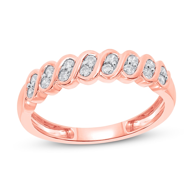 Diamond Anniversary Ring 1/4 ct tw 10K Rose Gold with 360