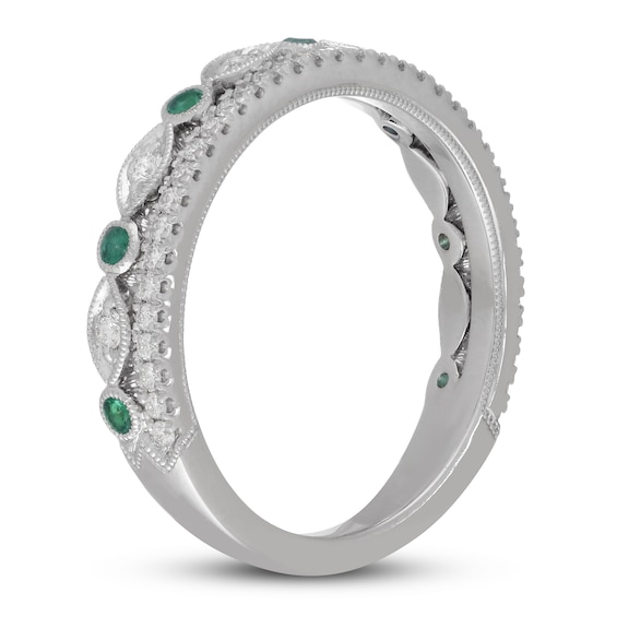 Thumbnail Image 2 of Neil Lane Diamond & Emerald Anniversary Ring 1/4 ct tw 14K White Gold