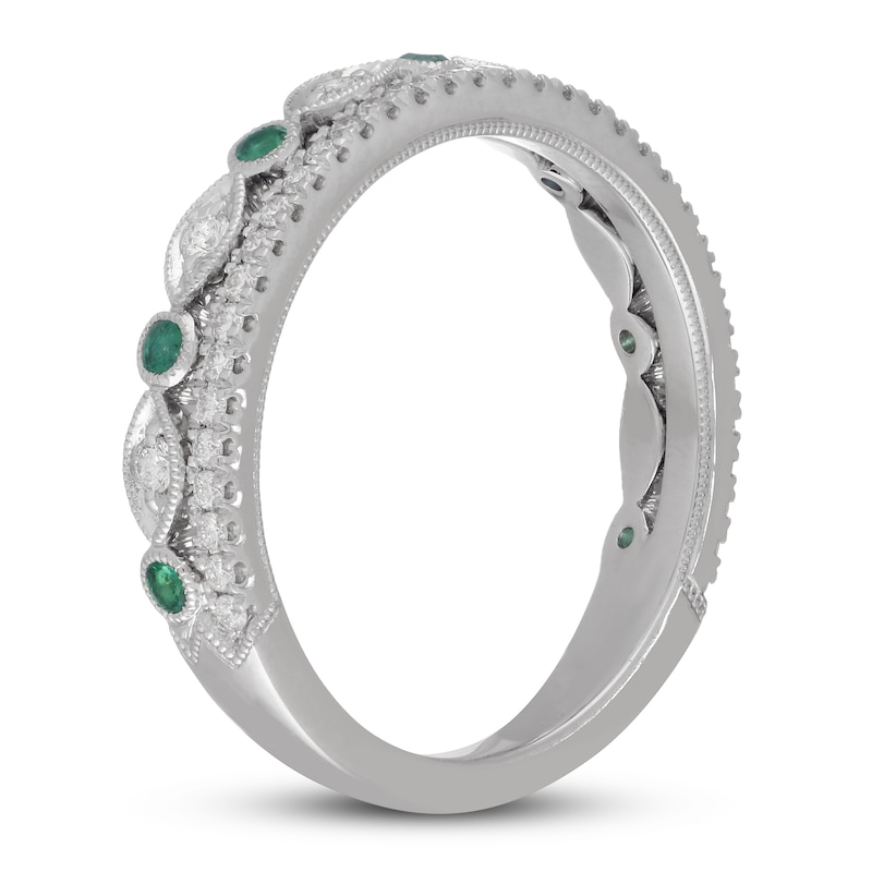Main Image 2 of Neil Lane Diamond & Emerald Anniversary Ring 1/4 ct tw 14K White Gold