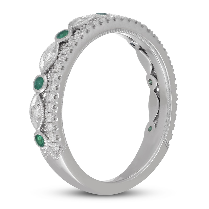 Neil Lane Diamond & Emerald Anniversary Ring 1/4 ct tw 14K White Gold