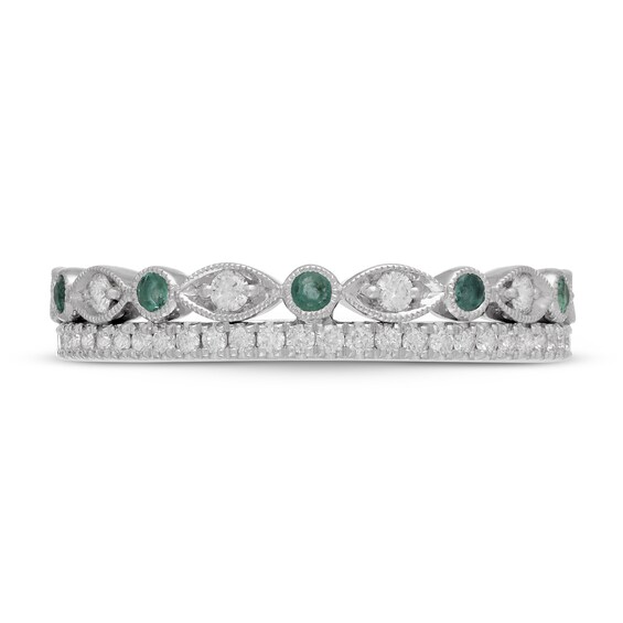 Thumbnail Image 3 of Neil Lane Diamond & Emerald Anniversary Ring 1/4 ct tw 14K White Gold