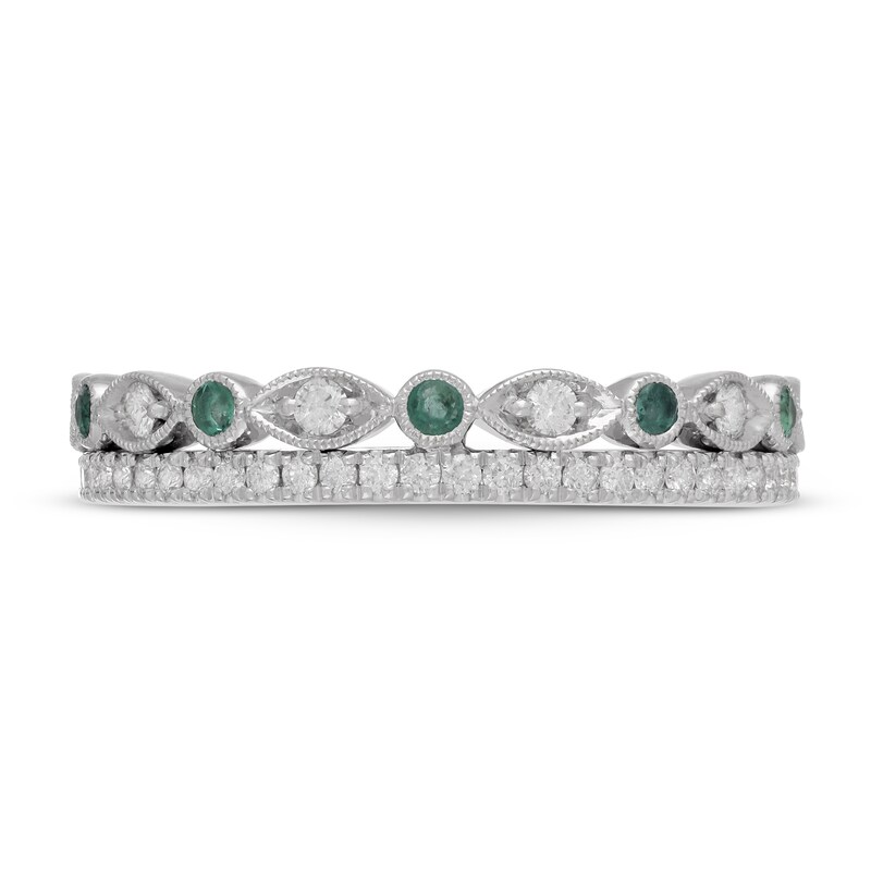 Main Image 3 of Neil Lane Diamond & Emerald Anniversary Ring 1/4 ct tw 14K White Gold
