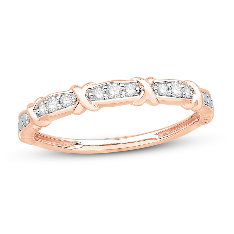Diamond Anniversary Ring 1/10 ct tw 10K Rose Gold with 360