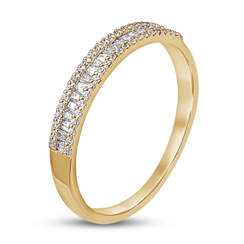 Main Image 2 of Now + Forever Diamond Anniversary Ring 1/4 ct tw Round/Baguette 10K Yellow Gold
