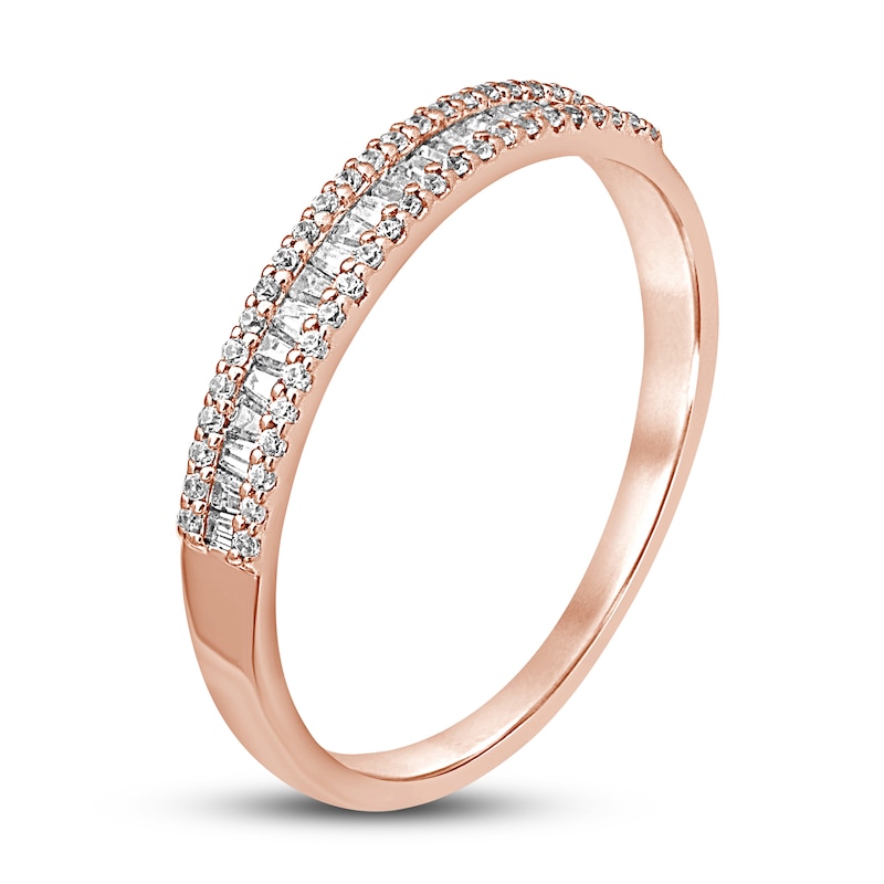 Main Image 2 of Now + Forever Diamond Anniversary Ring 1/4 ct tw Round/Baguette 10K Rose Gold