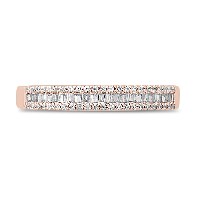 Main Image 3 of Now + Forever Diamond Anniversary Ring 1/4 ct tw Round/Baguette 10K Rose Gold