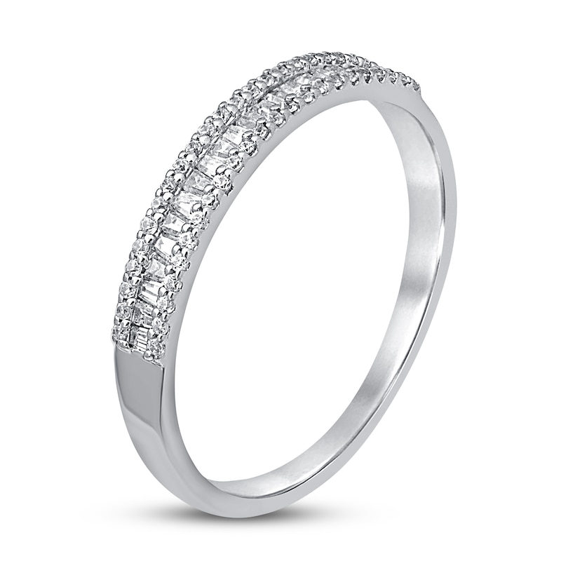 Main Image 2 of Now + Forever Diamond Anniversary Ring 1/4 ct tw Round/Baguette 10K White Gold