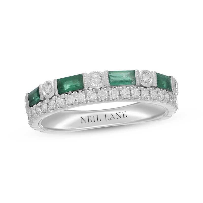 Main Image 1 of Neil Lane Emerald Anniversary Ring 3/8 ct tw Diamonds 14K White Gold