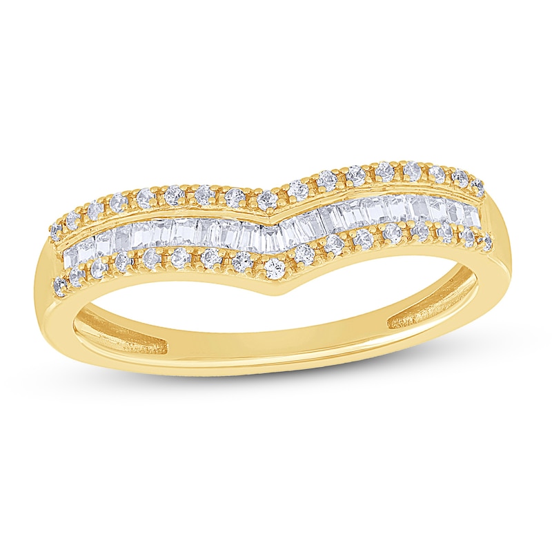 Main Image 1 of Now + Forever Diamond Anniversary Ring 1/4 ct tw Round/Baguette 10K Yellow Gold