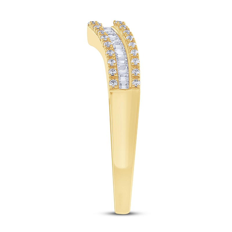 Main Image 2 of Now + Forever Diamond Anniversary Ring 1/4 ct tw Round/Baguette 10K Yellow Gold