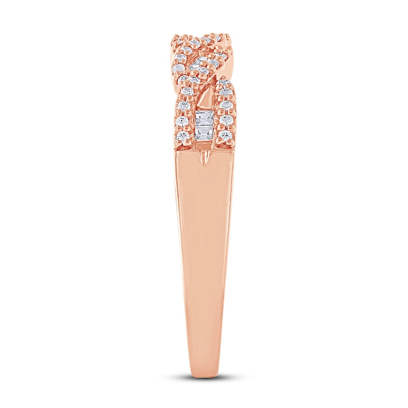 Main Image 2 of Now + Forever Diamond Anniversary Ring 1/4 ct tw Round/Baguette 10K Rose Gold